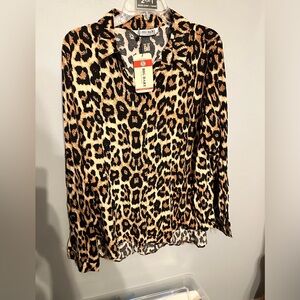 NWT Big Dart Leopard blouse XXL